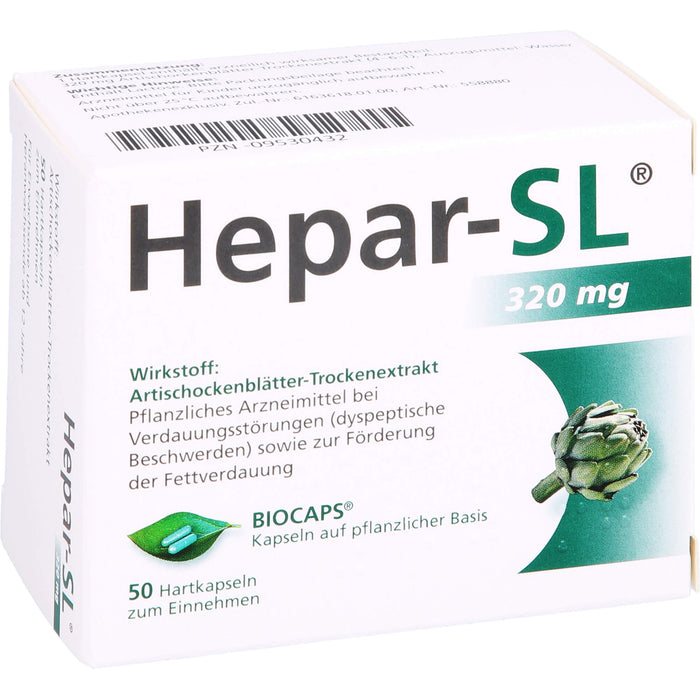 Hepar-SL 320 mg Kapseln auf pflanzlicher Basis bei Verdauungsstörungen, 50 pc Capsules