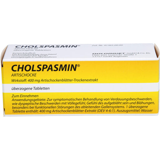 CHOLSPASMIN Artischocke Tabletten bei Verdauungsbeschwerden, 30 St. Tabletten