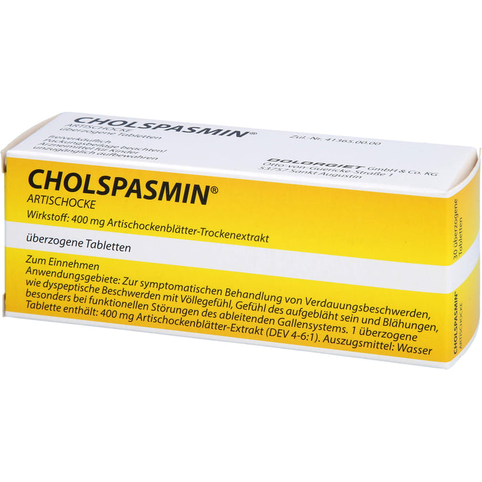 CHOLSPASMIN Artischocke Tabletten bei Verdauungsbeschwerden, 30 pcs. Tablets