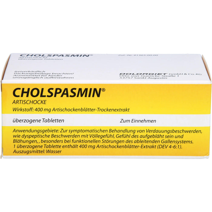 CHOLSPASMIN Artischocke, 50 St. Tabletten