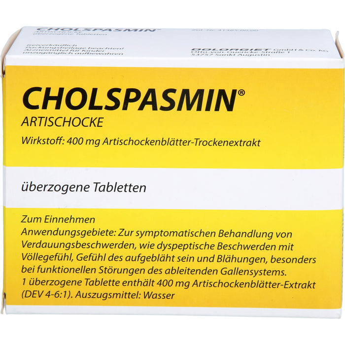 CHOLSPASMIN Artischocke, 100 St. Tabletten