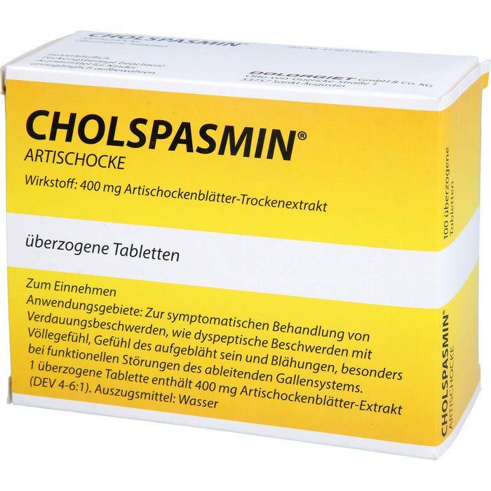 CHOLSPASMIN Artischocke, 100 St. Tabletten