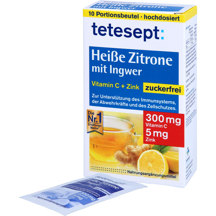 tetesept Heiße Zitrone mit Ingwer zuckerfrei, 10 pcs. Sachets