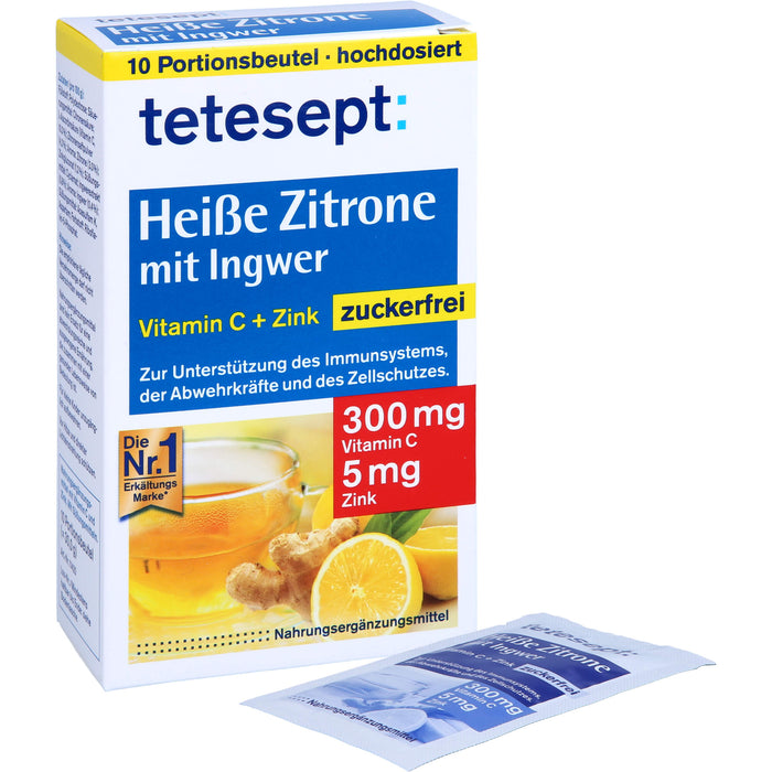 tetesept Heiße Zitrone mit Ingwer zuckerfrei, 10 pcs. Sachets
