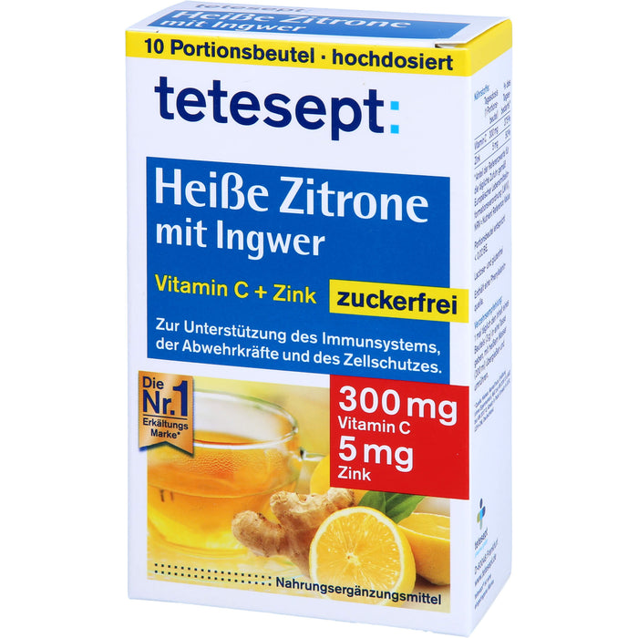 tetesept Heiße Zitrone mit Ingwer zuckerfrei, 10 pcs. Sachets