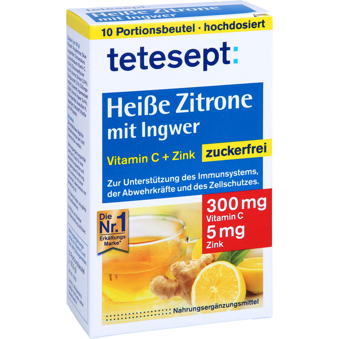 tetesept Heiße Zitrone mit Ingwer zuckerfrei, 10 pcs. Sachets