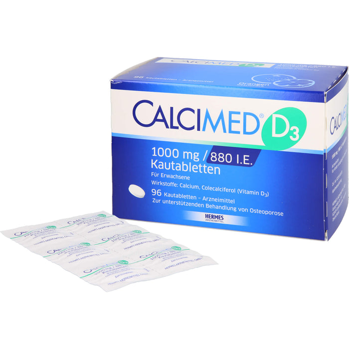 Calcimed D3 1000 mg/880 I.E. Kautabletten zur unterstützenden Behandlung bei Osteoporose, 96 pcs. Tablets