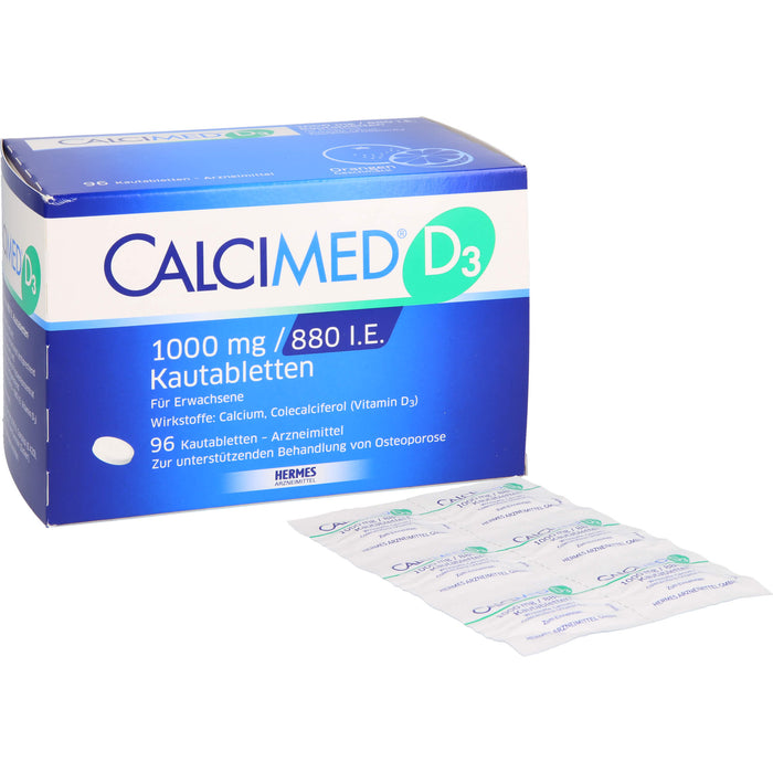 Calcimed D3 1000 mg/880 I.E. Kautabletten zur unterstützenden Behandlung bei Osteoporose, 96 pcs. Tablets