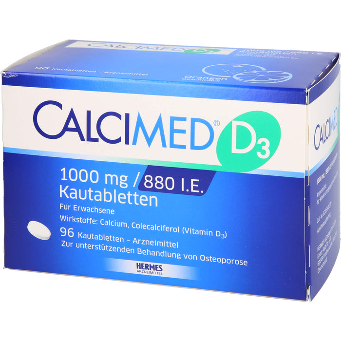 Calcimed D3 1000 mg/880 I.E. Kautabletten zur unterstützenden Behandlung bei Osteoporose, 96 pcs. Tablets