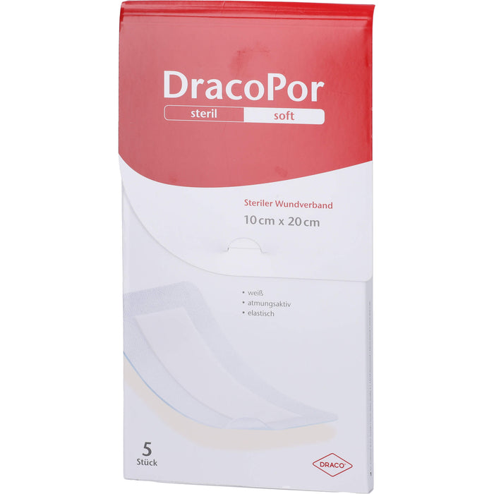 DRACOPOR Wundverband 20cmx10cm steril, 5 pc Pansements