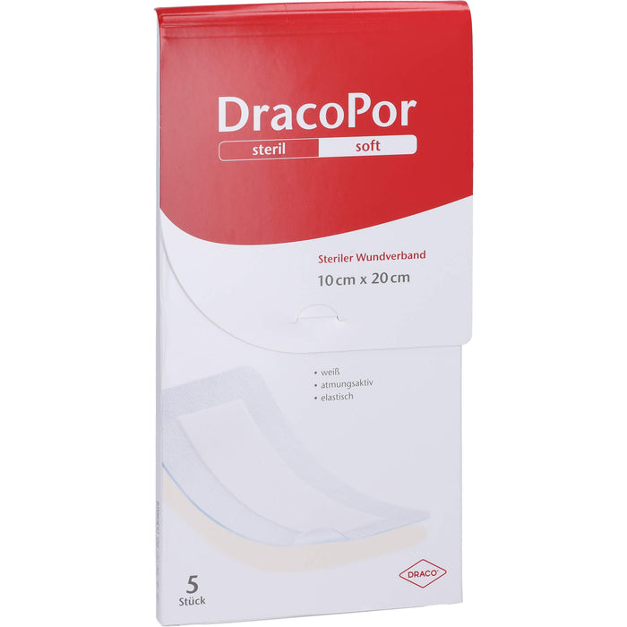DRACOPOR Wundverband 20cmx10cm steril, 5 pc Pansements