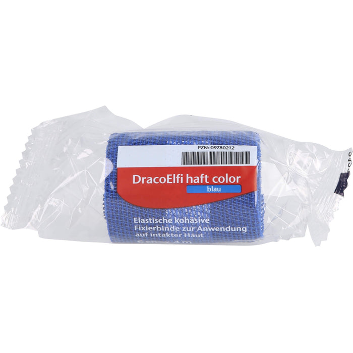 DracoElfi haft color Fixierbinde 6 cm x 4 m blau, 1 pcs. Bandage