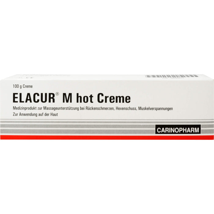 Elacur M Hot Creme zur Massageunterstützung bei Rückenschmerzen, Hexenschuss und Muskelverspannungen, 100 g Creme