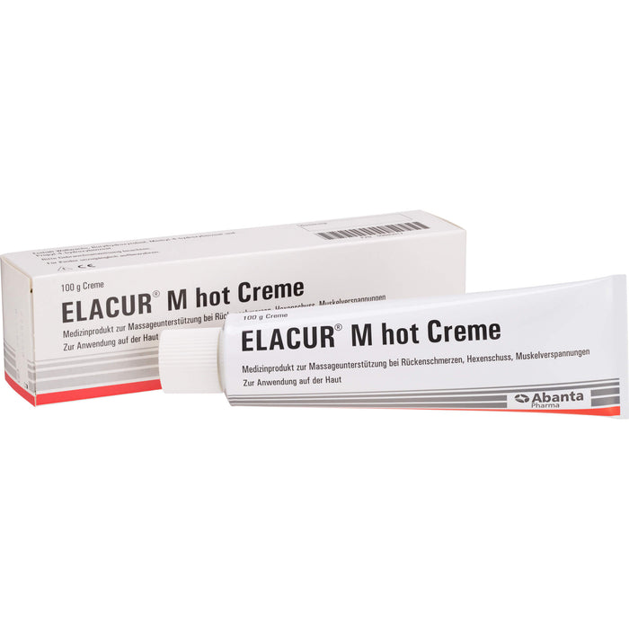 Elacur M Hot Creme zur Massageunterstützung bei Rückenschmerzen, Hexenschuss und Muskelverspannungen, 100 g Creme