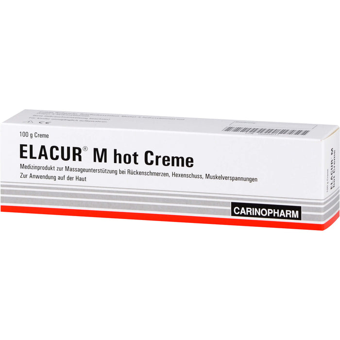 Elacur M Hot Creme zur Massageunterstützung bei Rückenschmerzen, Hexenschuss und Muskelverspannungen, 100 g Creme