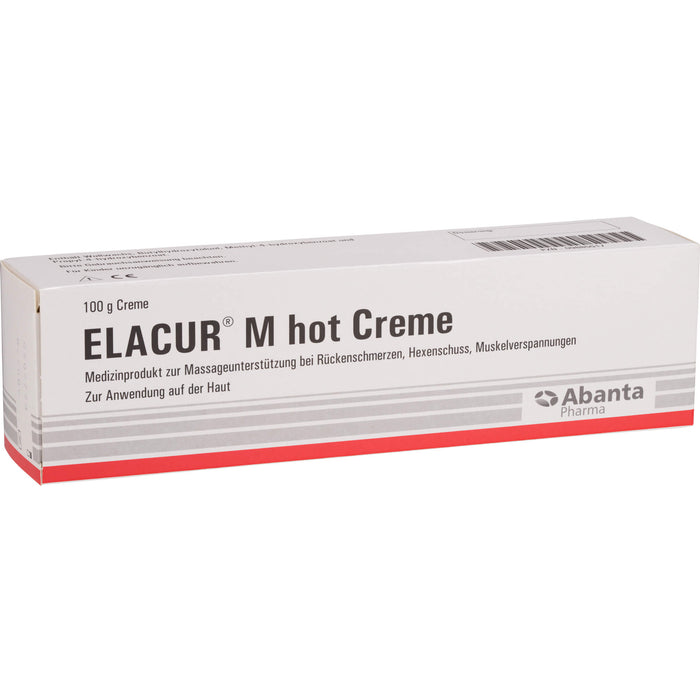 Elacur M Hot Creme zur Massageunterstützung bei Rückenschmerzen, Hexenschuss und Muskelverspannungen, 100 g Cream