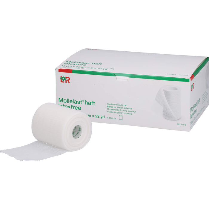 Mollelast haft latexfrei weiß 10cm x 20m gedehnt, 6 St BIN