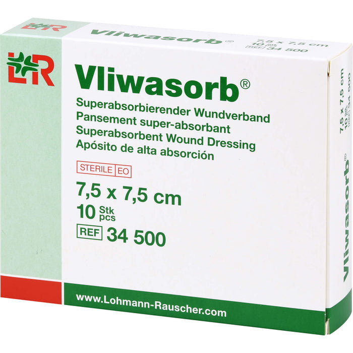 Vliwasorb steriler superabsorbierender Wundverband 7,5 x 7,5 cm, 10 pc Compresses