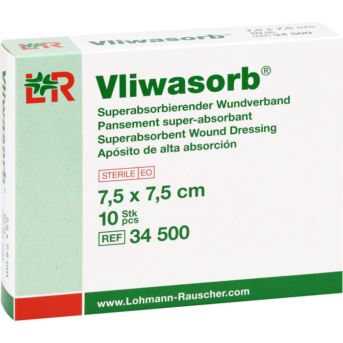 Vliwasorb steriler superabsorbierender Wundverband 7,5 x 7,5 cm, 10 pc Compresses