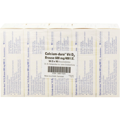 Calcium-dura Vit D3 Brause 600 mg/ 400 I.E. Brausetabletten, 50 St. Tabletten