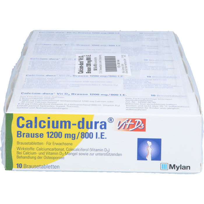 Calcium-dura Vit D3 1200 mg/ 800 I.E. Brausetabletten zur unterstützenden Behandlung von Osteoporose, 50 St. Brausetabletten