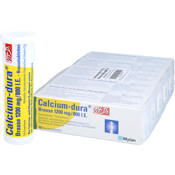 Calcium-dura Vit D3 1200 mg/ 800 I.E. Brausetabletten zur unterstützenden Behandlung von Osteoporose, 50 pc Comprimés effervescents