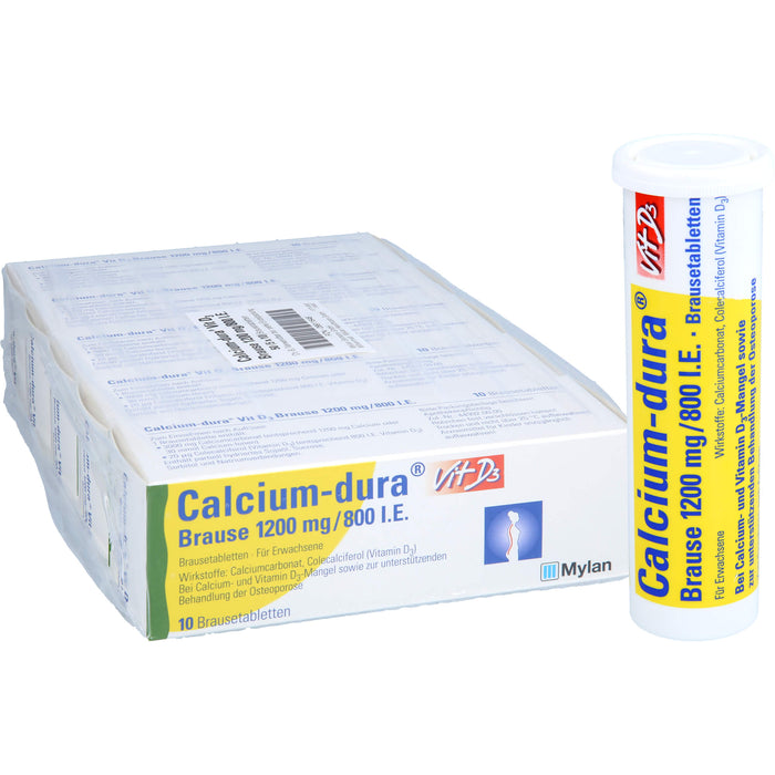 Calcium-dura Vit D3 1200 mg/ 800 I.E. Brausetabletten zur unterstützenden Behandlung von Osteoporose, 50 St. Brausetabletten