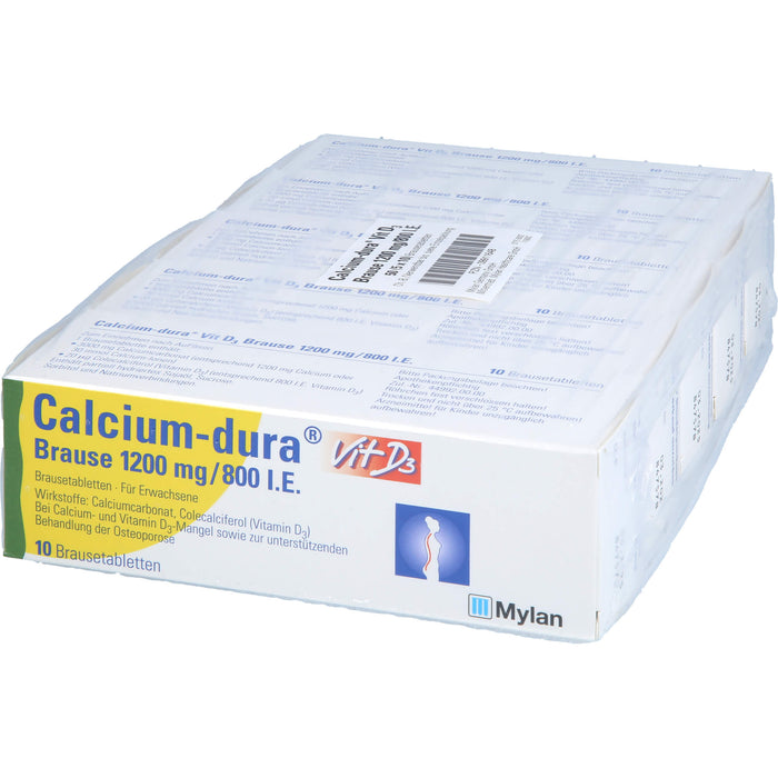 Calcium-dura Vit D3 1200 mg/ 800 I.E. Brausetabletten zur unterstützenden Behandlung von Osteoporose, 50 pc Comprimés effervescents