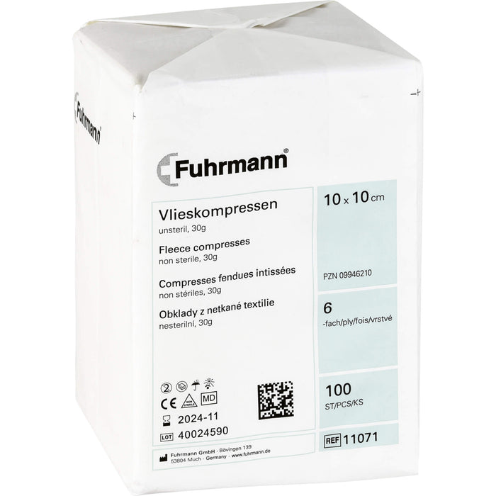 Fuhrmann Vlieskompressen 10 x 10 cm 6-lagig unsteril, 100 pc Compresses