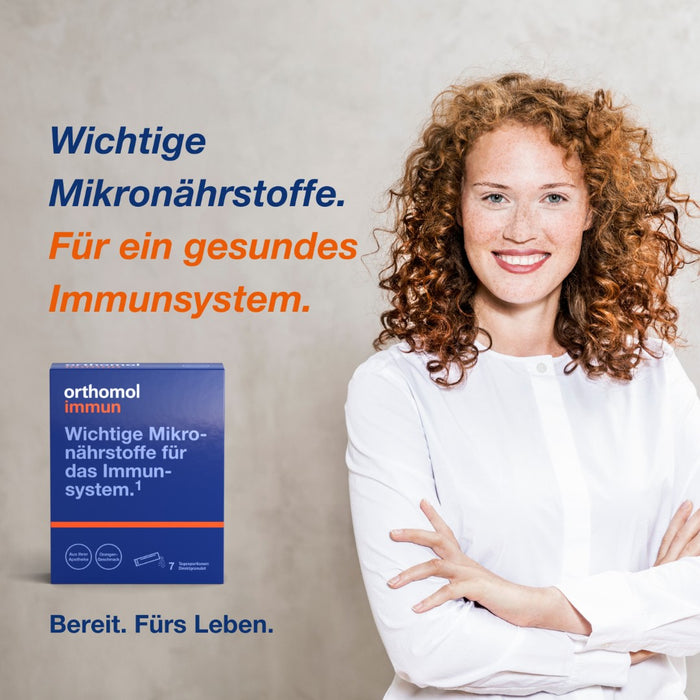 Orthomol Immun - Mikronährstoffe zur Unterstützung des Immunsystems - mit Vitamin C, Vitamin D und Zink - Orangen-Geschmack, 7 St. Tagesportionen