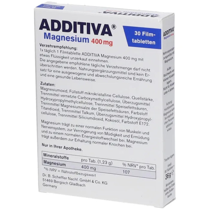 ADDITIVA Magnesium 400 mg Tabletten, 30 St. Tabletten