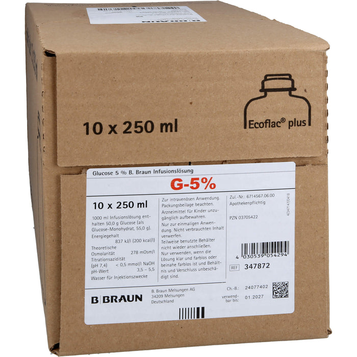 B.BRAUN Glucose 5% Ecoflac Plus Infusionslösung, 2500 ml Solution