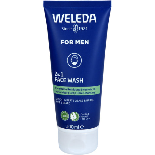 WELEDA For Men 2in1 Face Wash erfrischende porentiefe Reinigung für Gesicht und Bart, 100 ml Gel