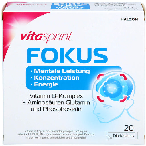 Vitasprint Fokus Direktsticks Vitamin B5 für mentale Leistungsfähigkeit, Konzentration und Energie, 20 St. Beutel