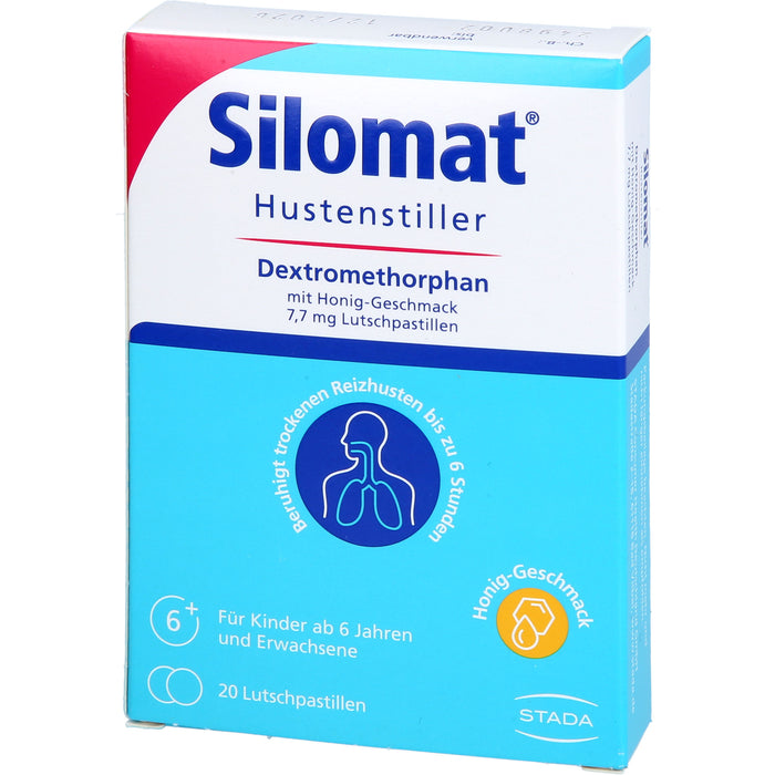 Silomat Hustenstiller Lutschpastillen mit Dextromethorphan gegen Reizhusten mit Honiggeschmack, 20 St. Pastillen