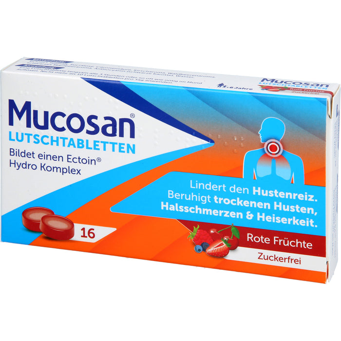 Mucosan Lutschtabletten lindern Hustenreiz mit Rote-Früchte-Geschmack, 16 pc Tablettes