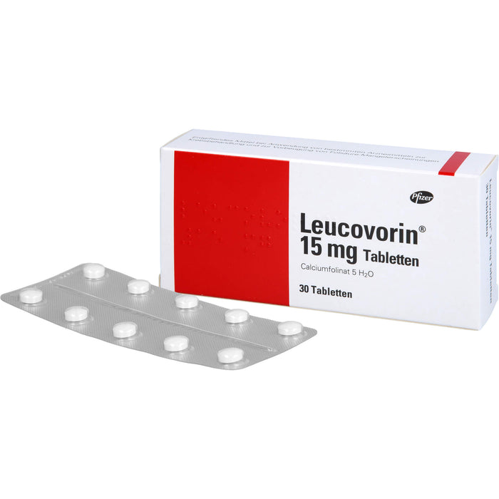 Leucovorin 15 mg Tabletten zur Vorbeugung von Vergiftungserscheinungen und bei Folsäuremangel, 30 pc Tablettes