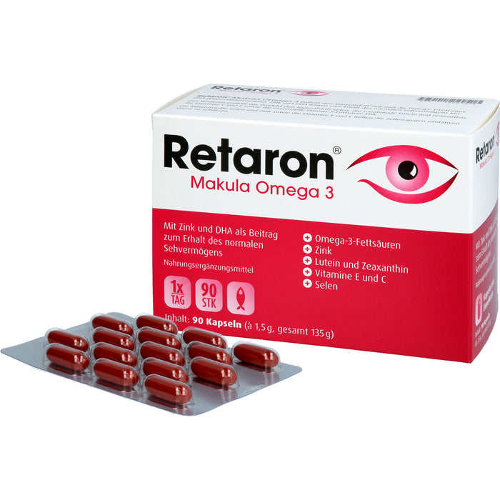 Retaron Makula Omega 3 Kapseln zum Erhalt des normalen Sehvermögens, 90 St. Kapseln