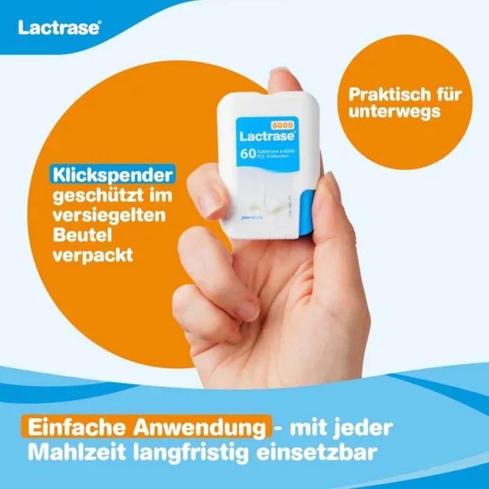 Lactrase 6000 FCC Einheiten Tabletten bei Lactose-Intoleranz Doppelpack, 240 pc Tablettes