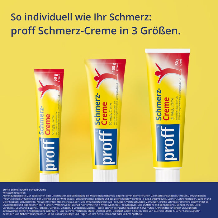 proff Schmerzcreme mit Ibuprofen – zur äußerlichen Behandlung von Muskel-, Gelenk- und Rückenschmerzen bei rheumatischen Erkrankungen oder nach Sport- und Unfallverletzungen, 50 g Creme