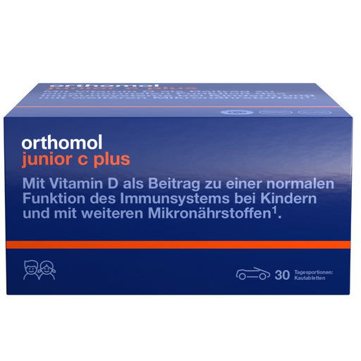 Orthomol junior C plus - mit Vitamin C als Beitrag zu einer normalen Funktion des Immunsystems - Waldfrucht-Geschmack, 30 St. Tagesportionen
