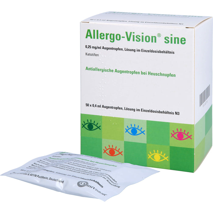 Allergo-Vision sine 0,25 mg/ml antiallergische Augentropfen bei Heuschnupfen, 50 pc Récipients à dose unique