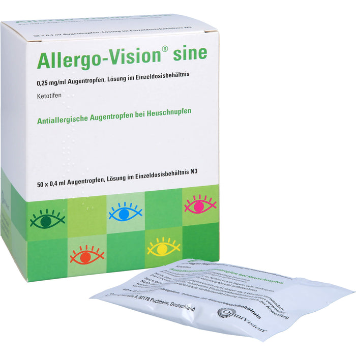 Allergo-Vision sine 0,25 mg/ml antiallergische Augentropfen bei Heuschnupfen, 50 pcs. Single dose containers