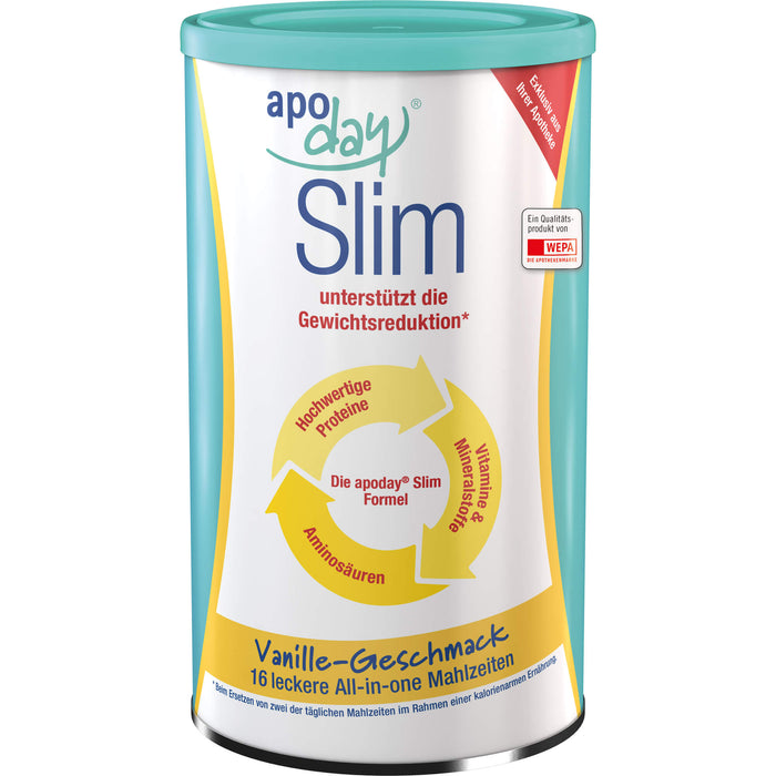 Apoday Slim Pulver mit Vanillegeschmack unterstützt die Gewichtsreduktion, 450 g Pulver