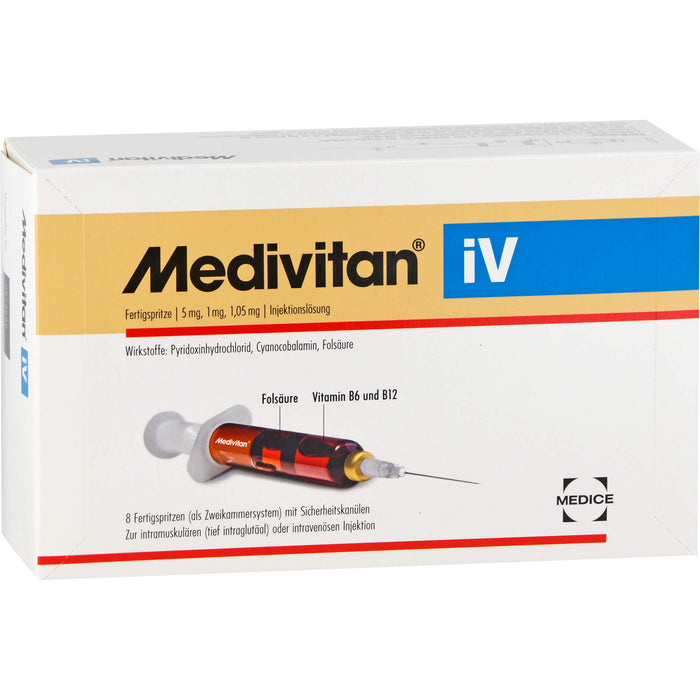 Medivitan iV Fertigspritze 4,11 mg, 1 mg, 1,05 mg Injektionslösung zur intramuskulären oder intravenösen Anwendung, 8 pc Solution