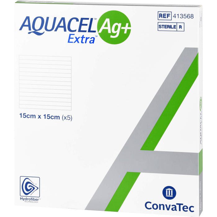 AQUACEL Ag+ Extra 15X15CM, 5 pc Compresses