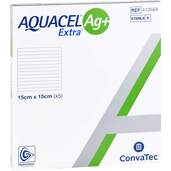 AQUACEL Ag+ Extra 15X15CM, 5 pc Compresses