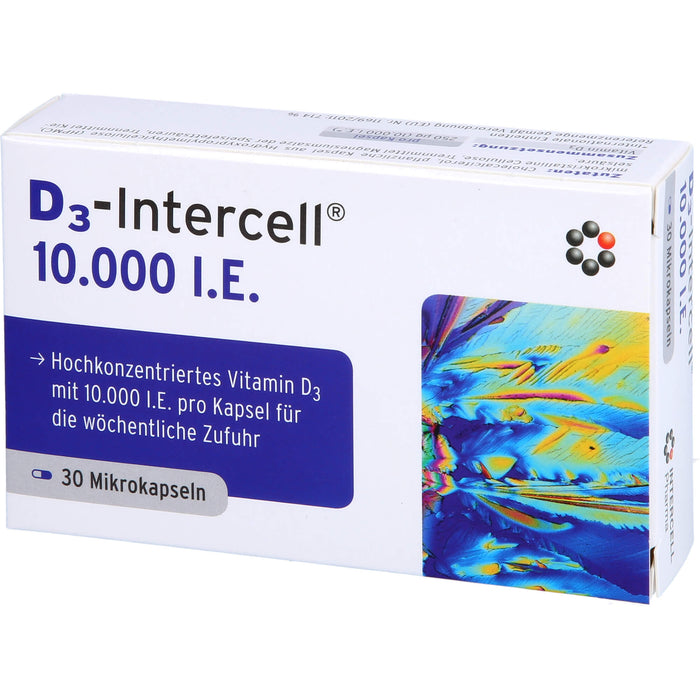 D3-Intercell 10000 I.E. Kapseln hochkonzentriertes Vitamin D3 für die wöchentliche Zufuhr, 30 St. Kapseln