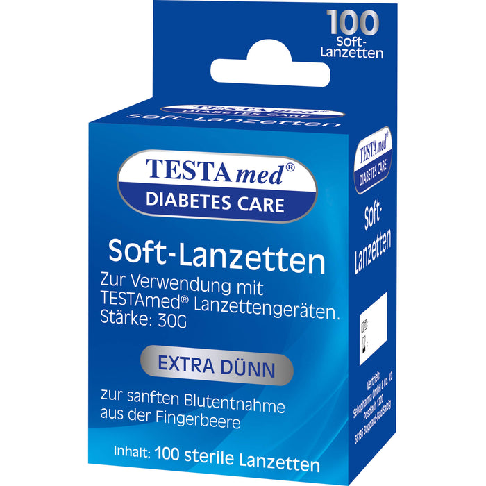 TESTAmed Soft-Lanzetten extra dünn zur sanften Blutentnahme, 100 St. Packung
