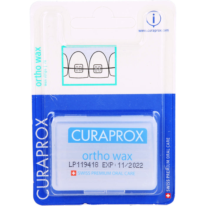 Curaprox Orthodontisches Wachs schützt die Mundschleimhaut vor Verletzungen und Abschürfungen, 7 St. Packung